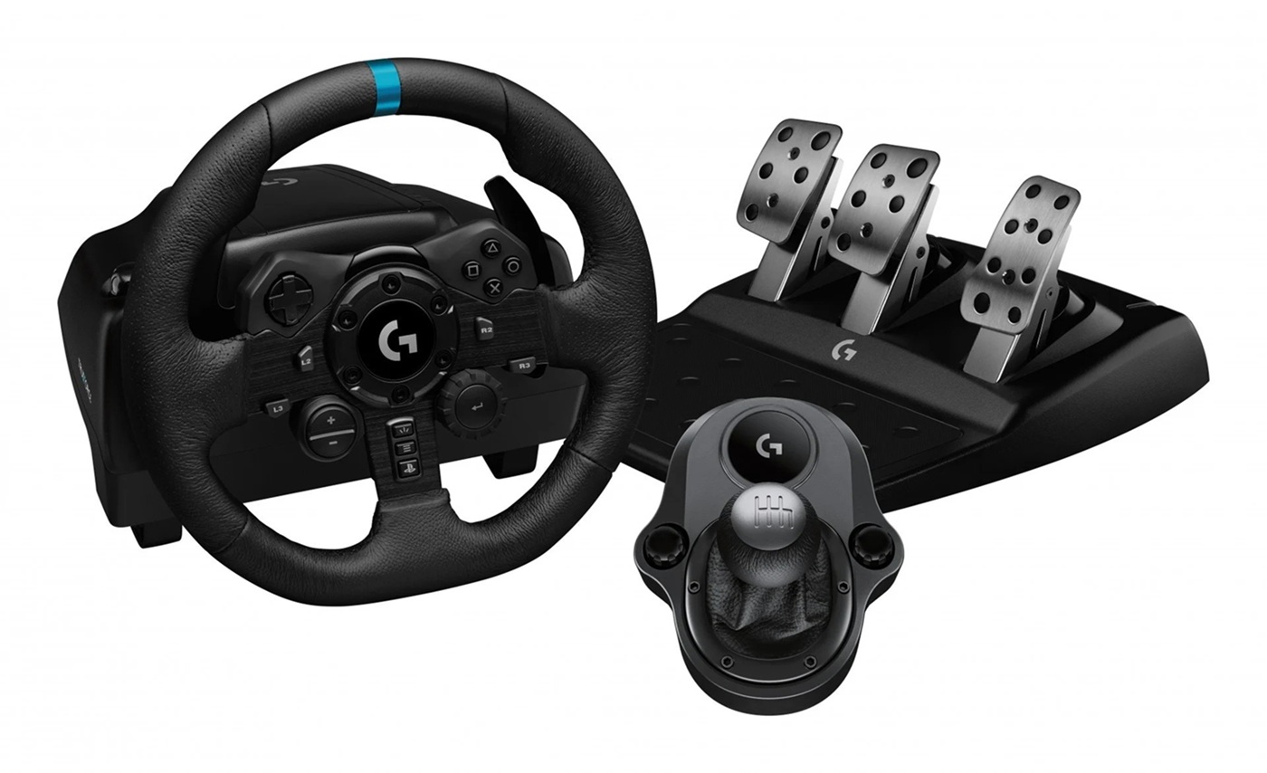 Steering Wheel Logitech G923 Trueforce Sim Racing PC/PS4/PS5 Gaming Bundle w/Shifter Logitech G
