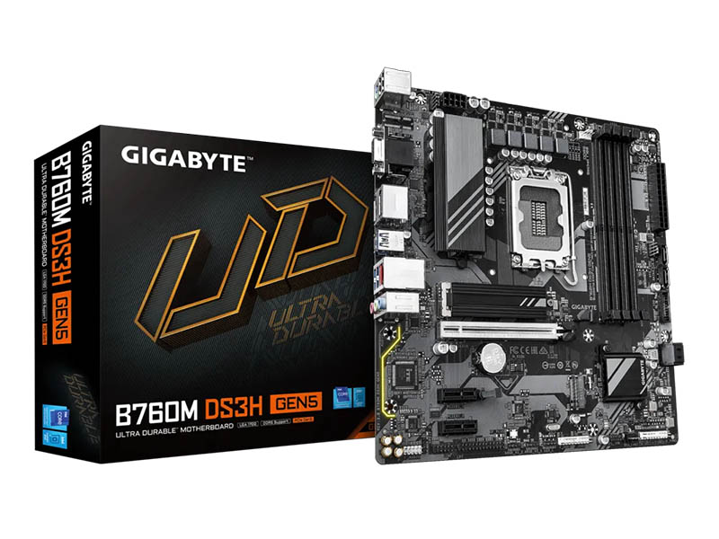 MB Gigabyte B760M DS3H GEN5 LGA1700 DDR5 5600MHz OC/2xM.2/USB3.2/Type-C/PCIe 5.0/VGA/HDMI/2xDP