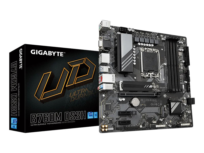 MB Gigabyte B760M DS3H LGA1700 DDR5 7600MHz OC/SATA3/2xM.2/USB3.2/Type-C/PCIe 4.0/VGA/HDMI/2xDP