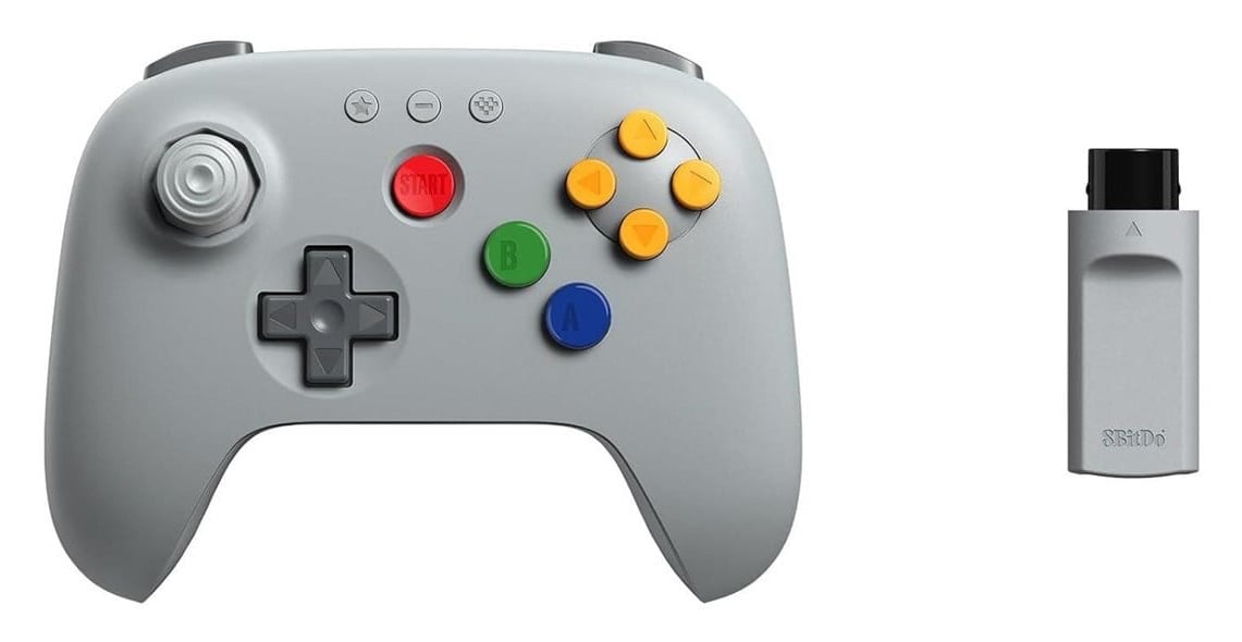Wireless Controller for N64/PC Wired 8BitDo Ultimate 64 Classic Grey w/Hall Effect