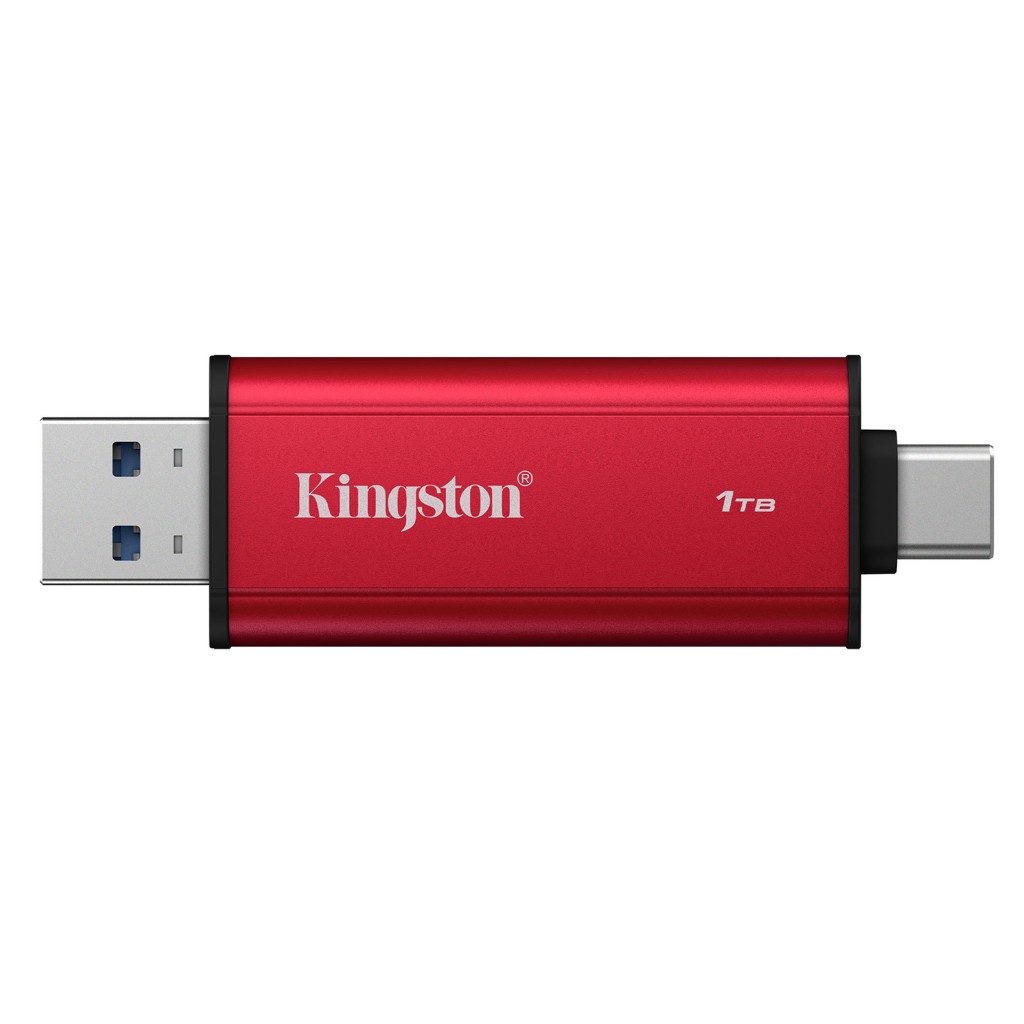 SSD External Kingston Dual Portable 1TB USB 3.2 Gen 2 & Type-C 1050MB/s Red