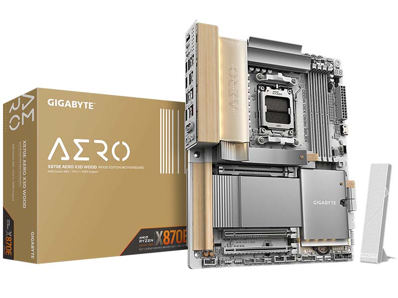 MB Gigabyte X870E AERO X3D WOOD AM5 DDR5 9000MHz OC/4xM.2/Type-C/WIFI 7/2x5Gb/PCIe5.0/HDMI